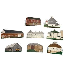 Cat’s Meow Village Ohio Barns Series #2–9 Lot of 8 | Farm Bureau Wooden Barns